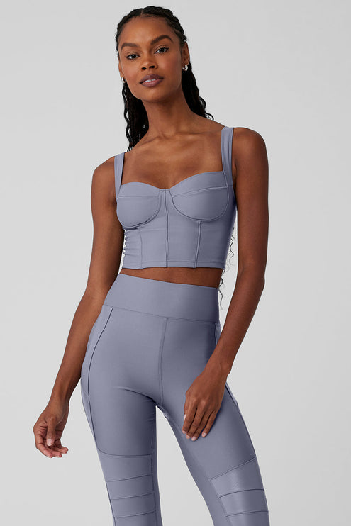 alo Women's Airlift Winter Warm Cropped Supermoto Tank - Fog