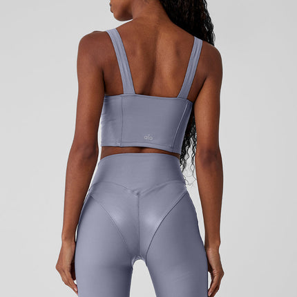 alo Women's Airlift Winter Warm Cropped Supermoto Tank - Fog