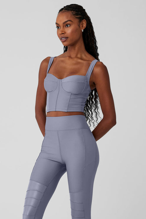 alo Women's Airlift Winter Warm Cropped Supermoto Tank - Fog