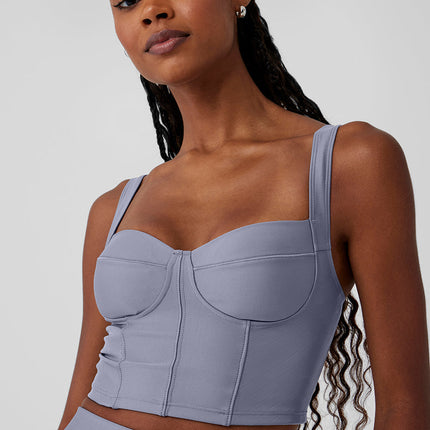 alo Women's Airlift Winter Warm Cropped Supermoto Tank - Fog