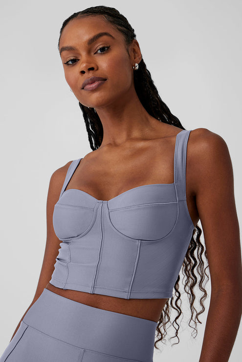 alo Women's Airlift Winter Warm Cropped Supermoto Tank - Fog