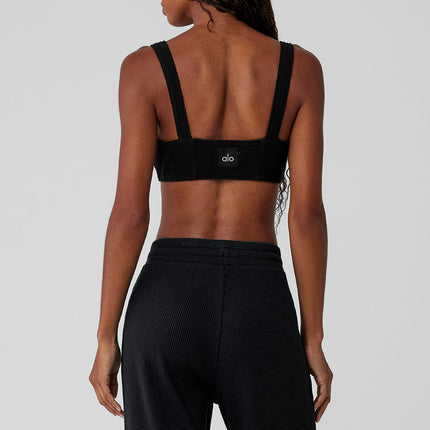 alo Women's Waffle Weekend Escape Bra - Black