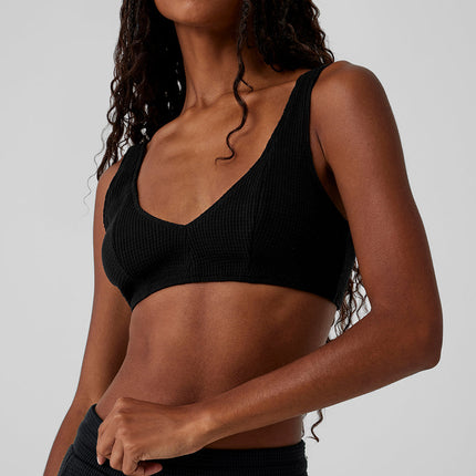 alo Women's Waffle Weekend Escape Bra - Black