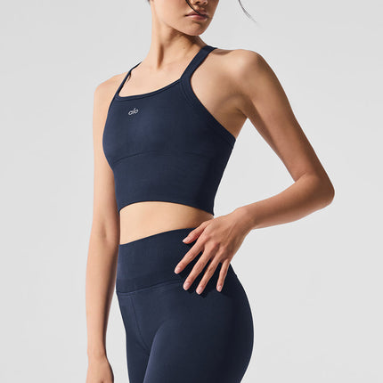 alo Women's Seamless Ribbed Favorite Bra Tank - Navy