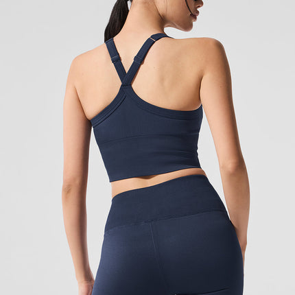 alo Women's Seamless Ribbed Favorite Bra Tank - Navy