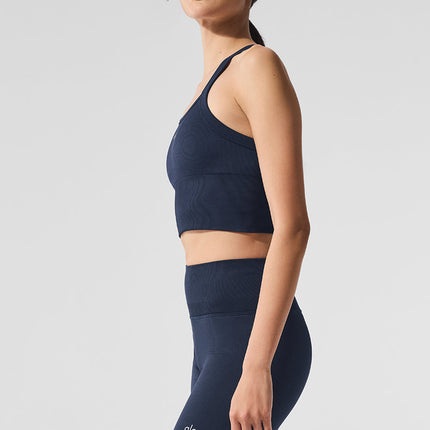 alo Women's Seamless Ribbed Favorite Bra Tank - Navy