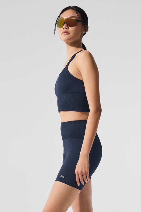 alo Women's Seamless Ribbed Favorite Bra Tank - Navy