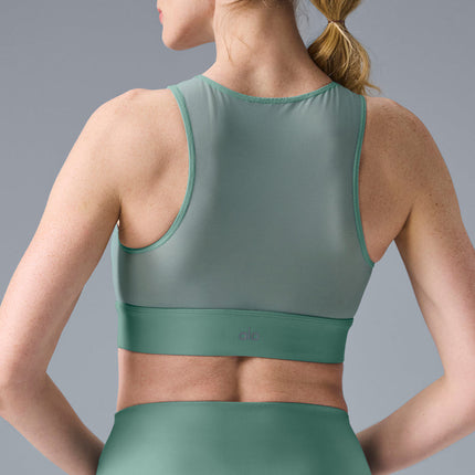 alo Women's Airlift Mesh Coastline Bra - Botanical Green