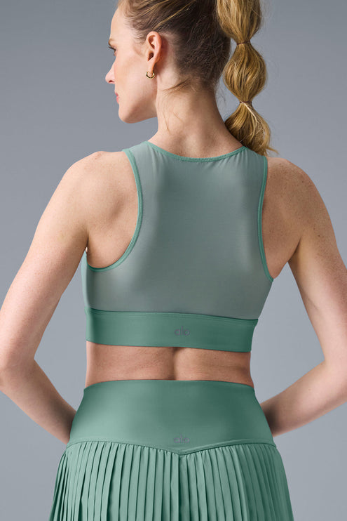 alo Women's Airlift Mesh Coastline Bra - Botanical Green