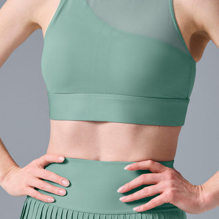 alo Women's Airlift Mesh Coastline Bra - Botanical Green
