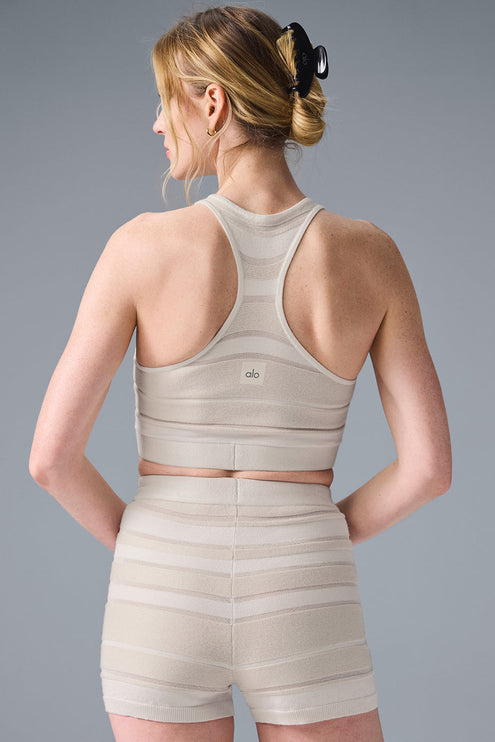 alo Women's Sport Play Knit Bra - Ivory/Alabaster
