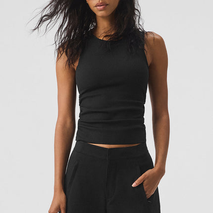 alo Women's Ribbed En Pointe Tank - Black