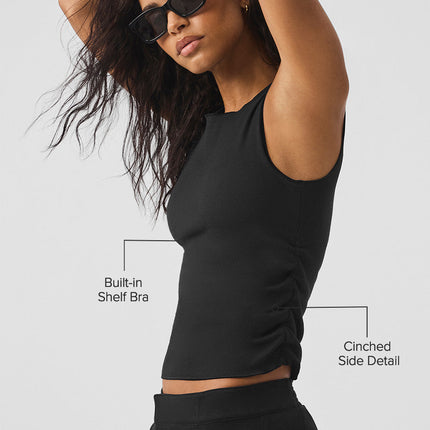 alo Women's Ribbed En Pointe Tank - Black