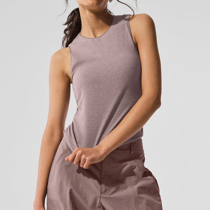 alo Women's Ribbed En Pointe Tank - Mushroom Heather