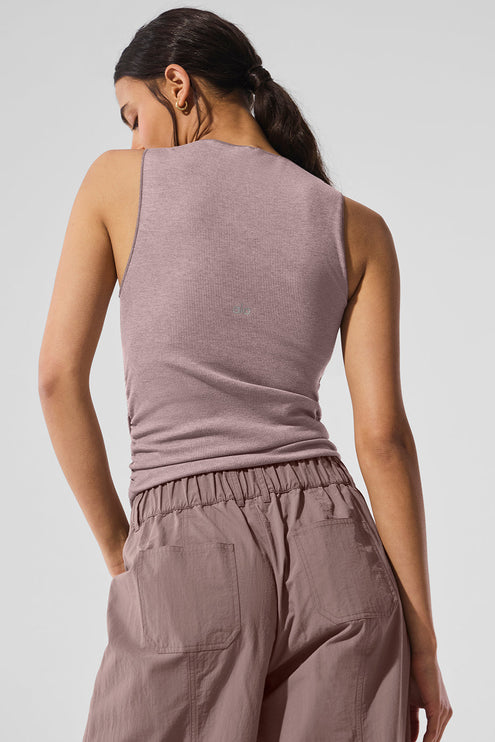 alo Women's Ribbed En Pointe Tank - Mushroom Heather