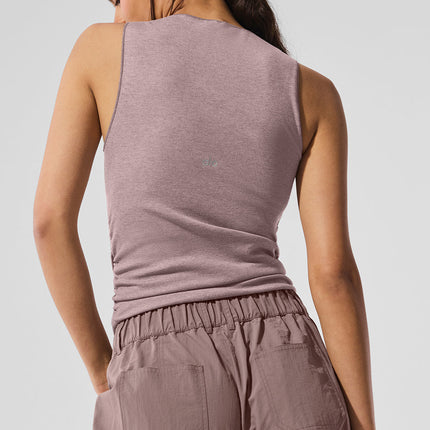 alo Women's Ribbed En Pointe Tank - Mushroom Heather