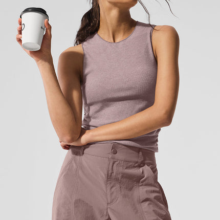 alo Women's Ribbed En Pointe Tank - Mushroom Heather