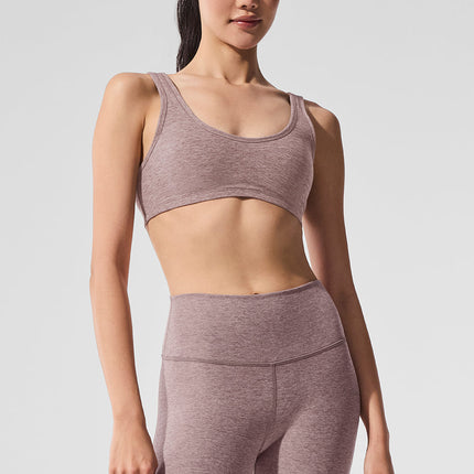 alo Women's Alosoft Center Stage Bra - Dark Pink Quartz Heather