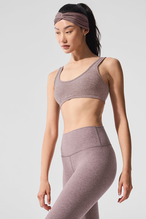 alo Women's Alosoft Center Stage Bra - Dark Pink Quartz Heather