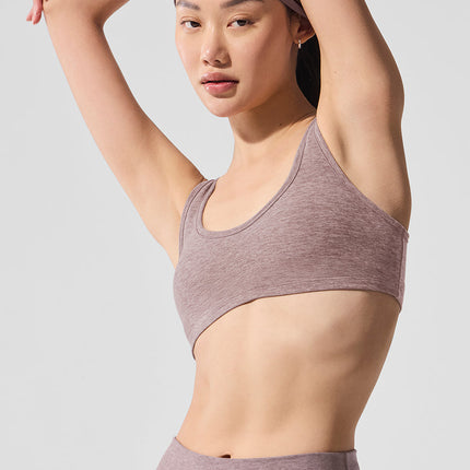 alo Women's Alosoft Center Stage Bra - Dark Pink Quartz Heather