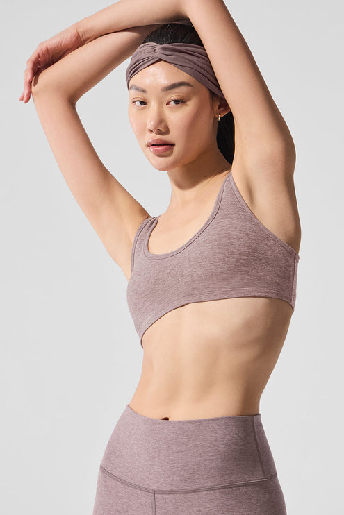 alo Women's Alosoft Center Stage Bra - Dark Pink Quartz Heather