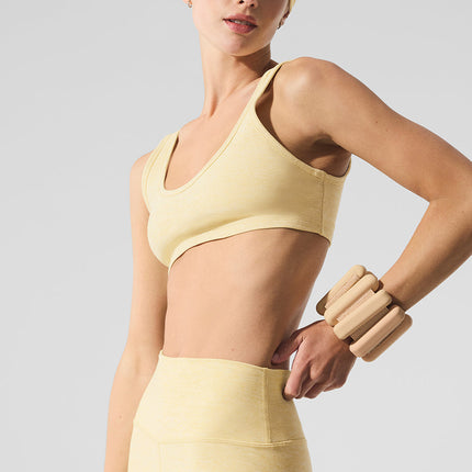 alo Women's Alosoft Center Stage Bra - Warm Butter Heather