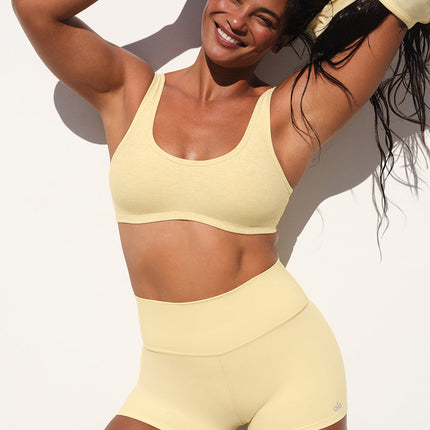 alo Women's Alosoft Center Stage Bra - Warm Butter Heather