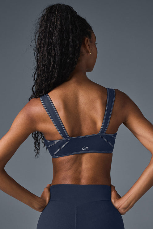 alo Women's Alosoft Sunray Bra - Navy/Ivory