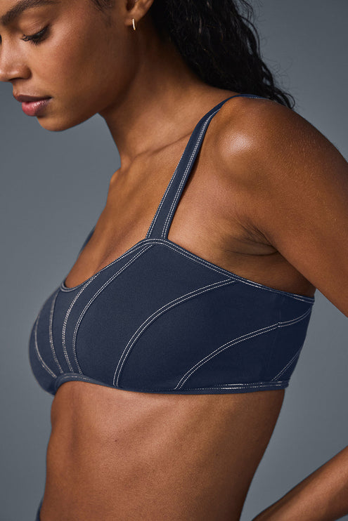 alo Women's Alosoft Sunray Bra - Navy/Ivory