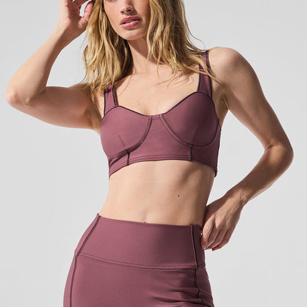 alo Women's Airlift Redefine Bra - Burgundy Truffle/Black