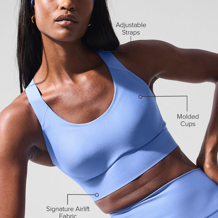 alo Women's Airlift Empower Bra - Crystal Clear Blue