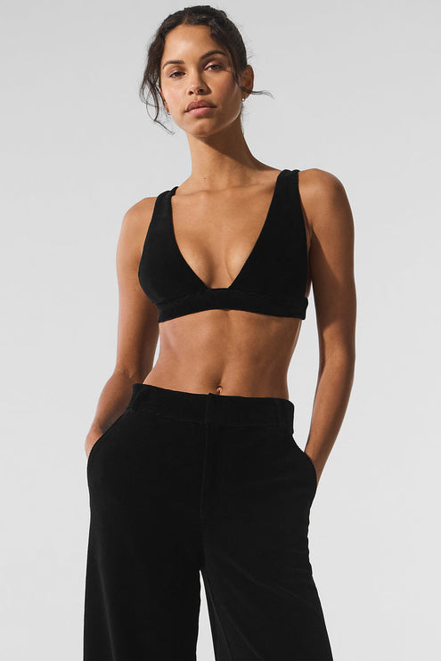 alo Women's Micro Corduroy Dreamer Bra - Black
