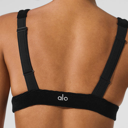alo Women's Micro Corduroy Dreamer Bra - Black