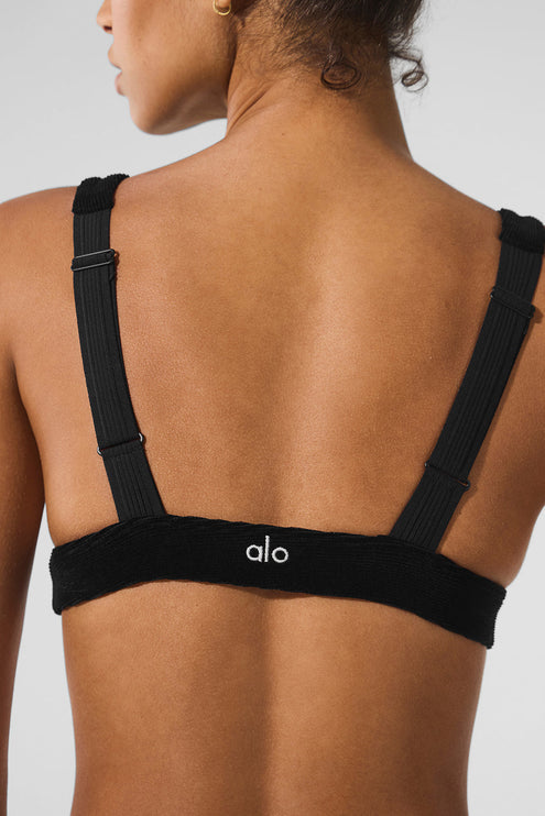 alo Women's Micro Corduroy Dreamer Bra - Black