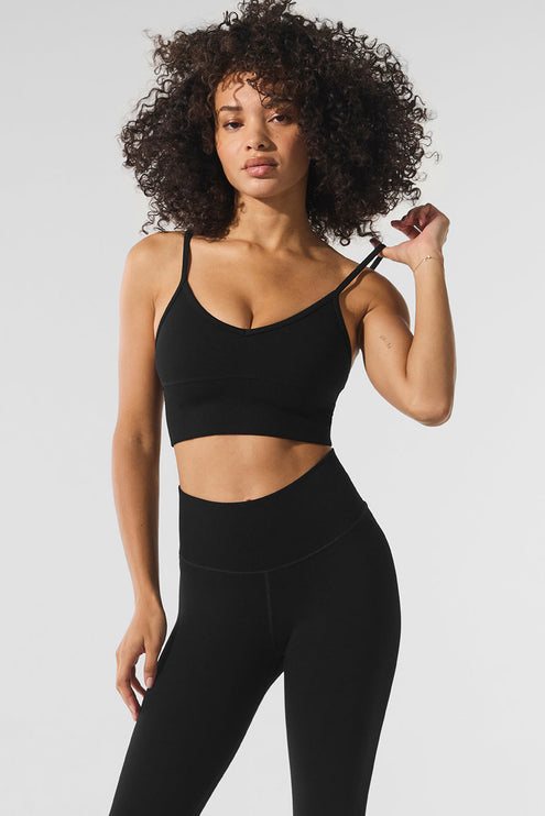 alo Women's Seamless Winter Warm Plush Delight Bra - Black
