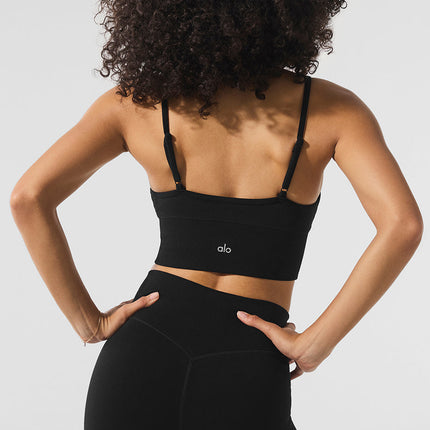 alo Women's Seamless Winter Warm Plush Delight Bra - Black