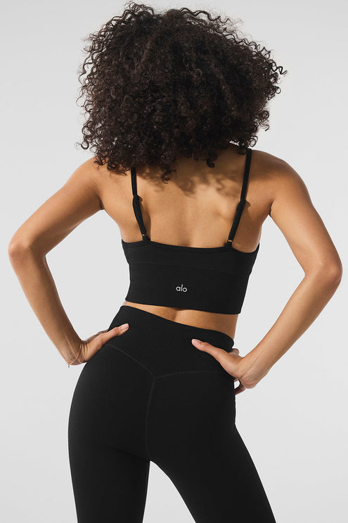 alo Women's Seamless Winter Warm Plush Delight Bra - Black