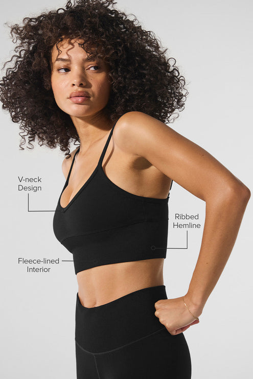 alo Women's Seamless Winter Warm Plush Delight Bra - Black