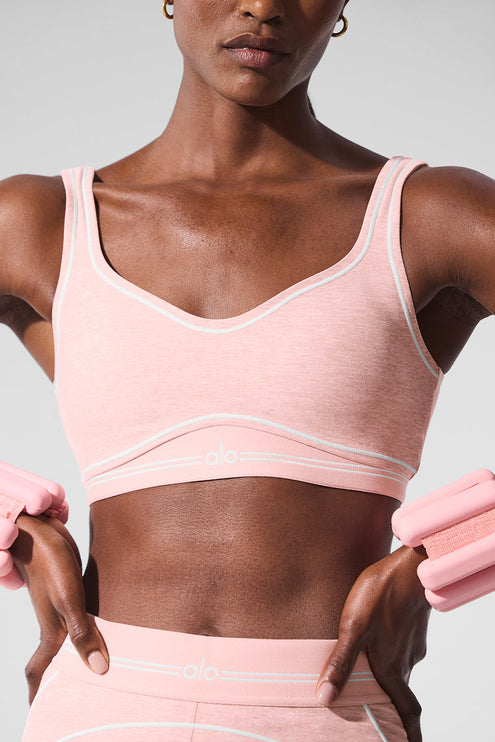 alo Women's Alosoft Heart Throb Bra - Pink Quartz Heather/White