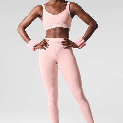alo Women's Alosoft Heart Throb Bra - Pink Quartz Heather/White