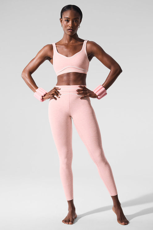 alo Women's Alosoft Heart Throb Bra - Pink Quartz Heather/White