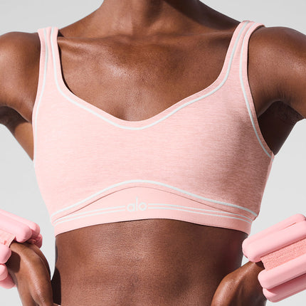 alo Women's Alosoft Heart Throb Bra - Pink Quartz Heather/White