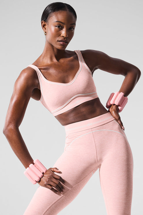 alo Women's Alosoft Heart Throb Bra - Pink Quartz Heather/White