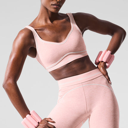 alo Women's Alosoft Heart Throb Bra - Pink Quartz Heather/White