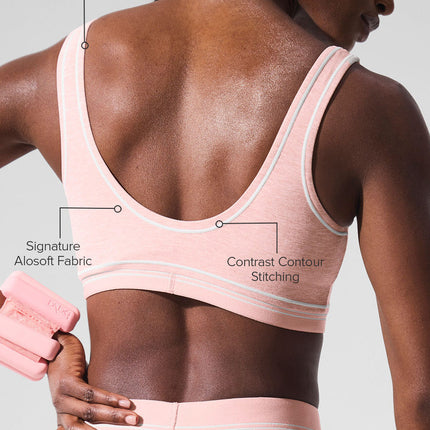 alo Women's Alosoft Heart Throb Bra - Pink Quartz Heather/White