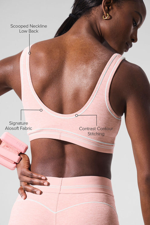 alo Women's Alosoft Heart Throb Bra - Pink Quartz Heather/White