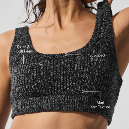 alo Women's Marl Sweater Bra - Black Marl