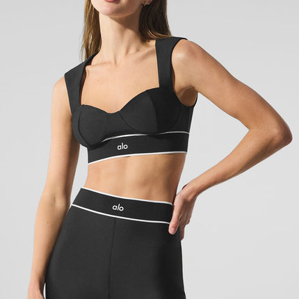 alo Women's Airlift Alignment Bra - Black/White