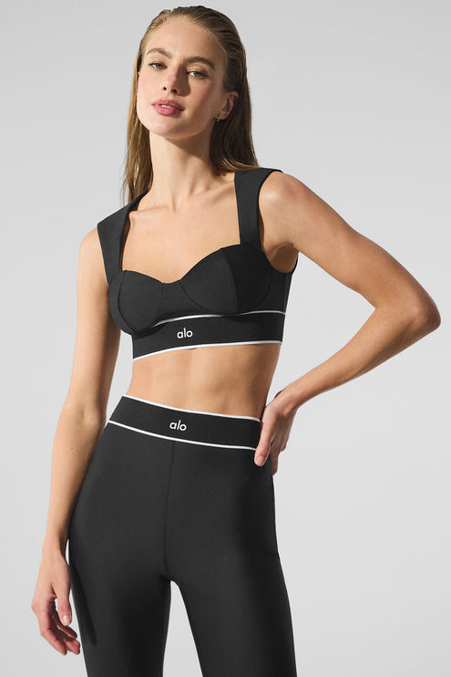 alo Women's Airlift Alignment Bra - Black/White