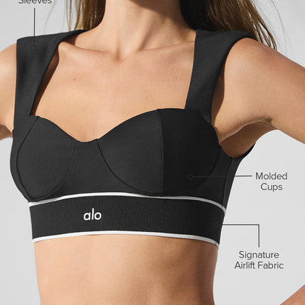 alo Women's Airlift Alignment Bra - Black/White